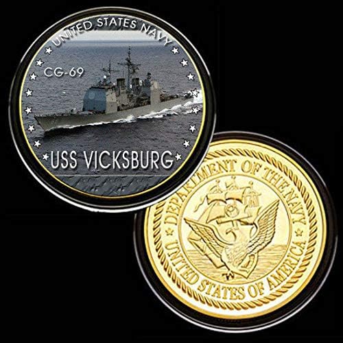 U.S. United States Navy | USS Vicksburg CG-69 | Gold Plated Colorized Printed Challenge Coin