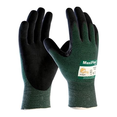 MaxiFlex 3 Pack Cut 34-8743 Cut Resistant Nitrile Coated Work Gloves with Green Knit Shell and Premium Nitrile Coated Micro-Foam Grip on Palm & Fingers. Size: Small Cover
