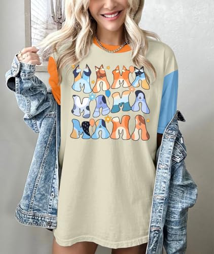 Oversized Mama Shirt Woman Mom Letter Print Tshirt Trendy Mama Shirts Graphic Tees Short Sleeve Tops2