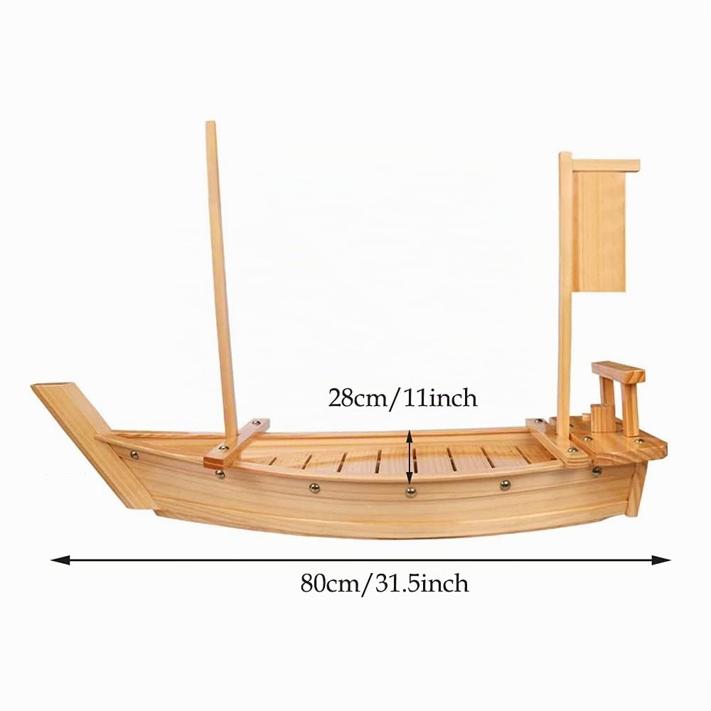 Plateau de service en bois rectangulaire de 80 cm pour restaurant ou maison, grand plateau à sushis pour restaurant ou maison