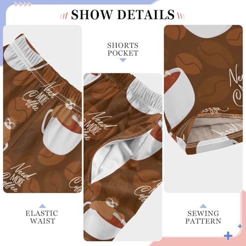 Sloth Need More Coffee Boys Long Pants Soft Trousers Elastic Waist Kids Lounge Bottoms with Pockets S-XL4