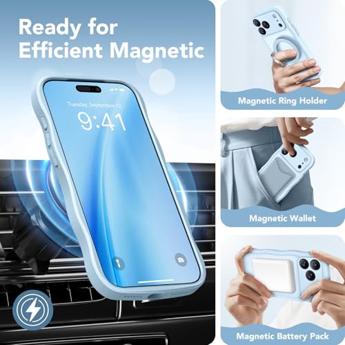 Coque iPhone 17 Pro compatible MagSafe avec protection caméra complète bleu clair - 3