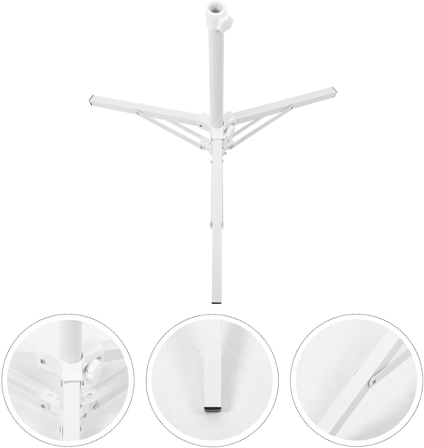 Ciieeo Heavy-Duty Iron Yard Parasol Stand with 2.6cm Diameter Hole, Foldable Large Triangular Umbrella Base for Outdoor Patio and Beach Sunshade Support