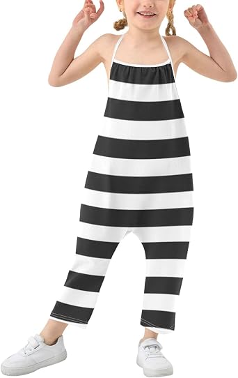 Girls Striped Jumpsuit Toddler Cotton Summer Clothes Casual Sleeveless Halter Romper Overall