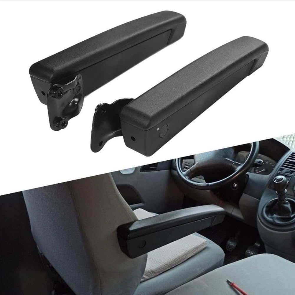 Par de reposabrazos ajustables para asiento de coche, resistente a los golpes, soporte ergonómico para camiones, automóviles, piezas de consola interior, color negro, ángulo de 0 a 120 grados