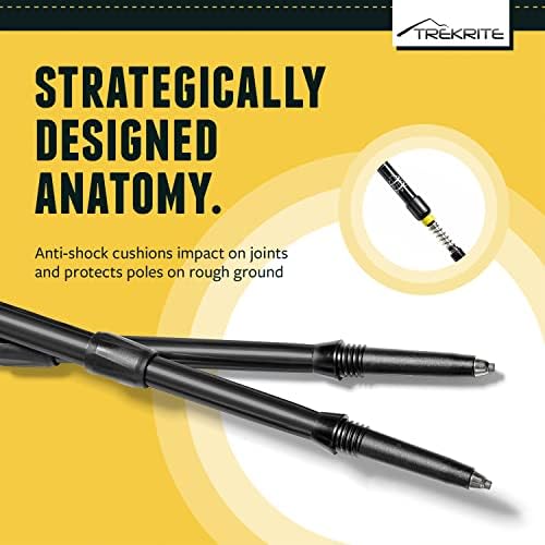 Collapsible Telescopic Walking / Hiking / Trekking Poles / Sticks - 3-Section Antishock Unisex with Accessories (2pc / set / pair) - Trekrite