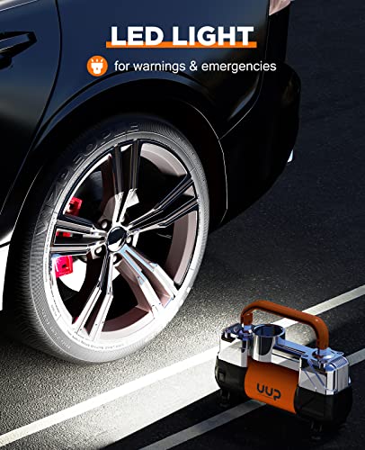 Uup SS02006 Tire Inflator Air Compressor, 150Psi 12V Dc Double Cylinders Heavy Duty Portable Air Pump W/Emergency Led Light thumb #4