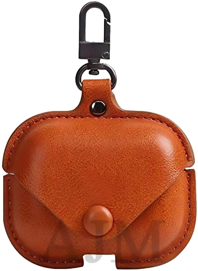 Image of AJM 360 Protection Shockproof Design Leather Case Compatible with Apple Airpods Pro 3 (Light Brown)