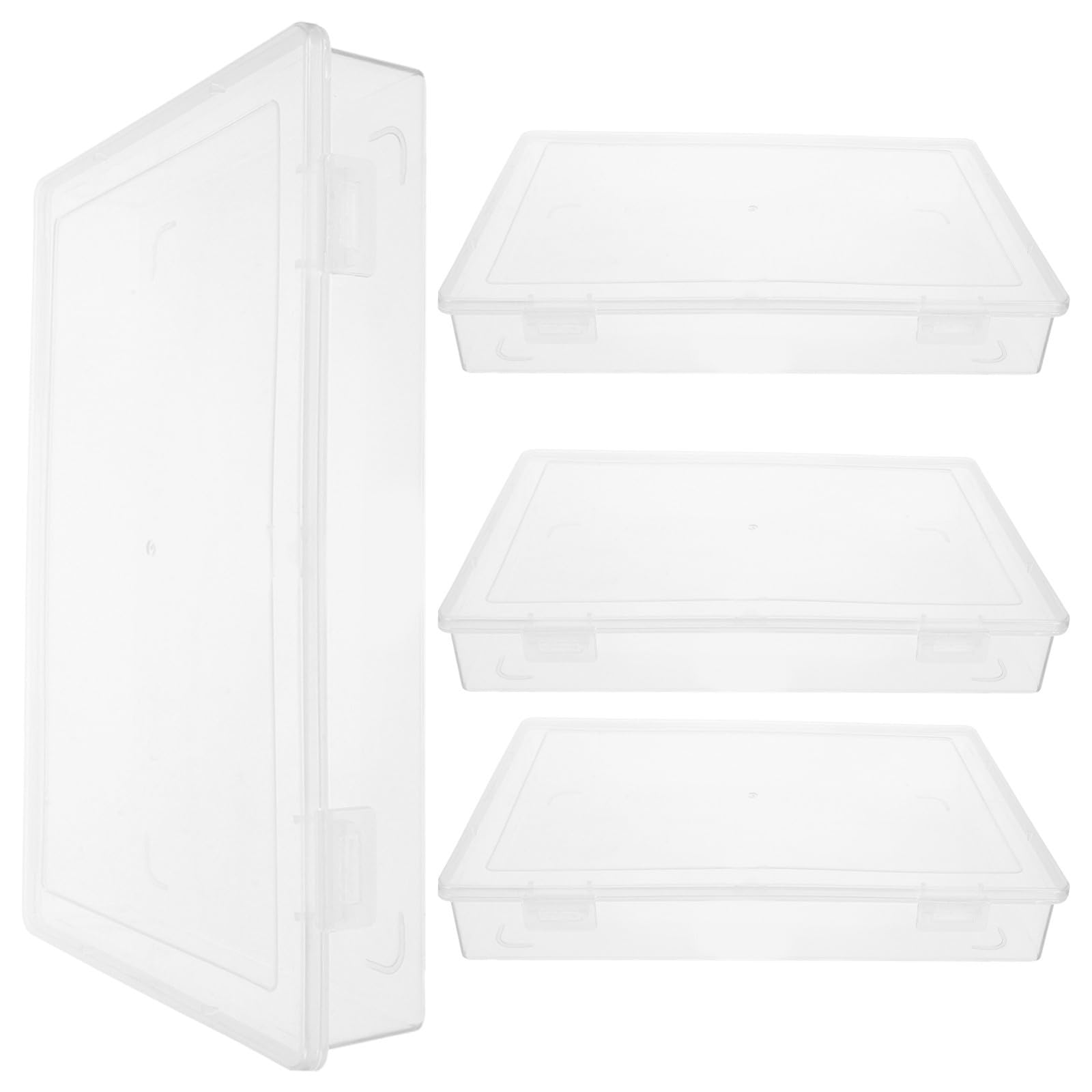 Toyvian 4 Piezas Caja Organizadora Transparente con Diseño Apilable A4 de Plástico y Tapa para Documentos y Archivos Adecuado para Reuniones y Uso en Casa