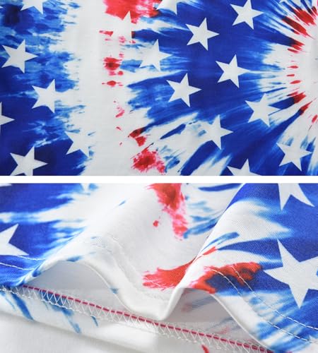 Image of Tkria Girl Crop Tops July 4th Crewneck Tshirt American Flag Patriotic USA Flag Girls Outfit Clothes Size 6-14