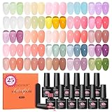 Peacecolor 25 Couleurs Vernis Semi Permanent, Transparent Vernis Gel UV Semi Permanent Naturel French Nude Rose Violet Vert Jelly Gel Polish Vernis à Ongles pour Manucure DIY Home Cadeaux pour Femmes