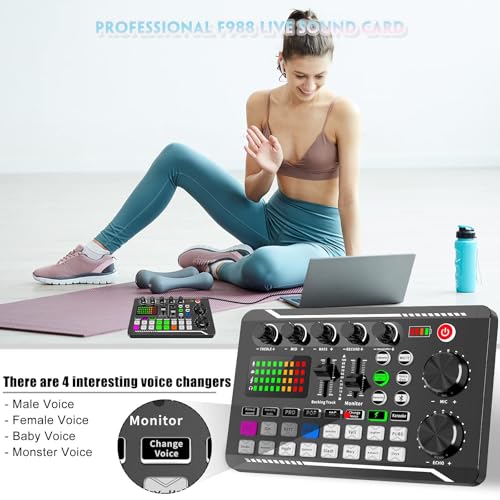 image for Professional Audio Mixer, SINWE Live Sound Card and Audio Interface wi