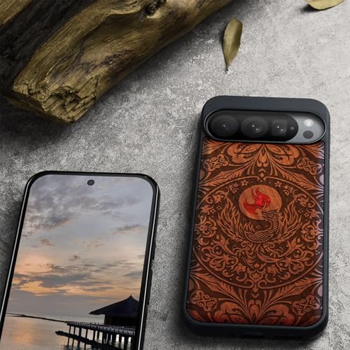 Étui Google Pixel 9 Pro XL Coque Bois Gravé Phoenix - 5