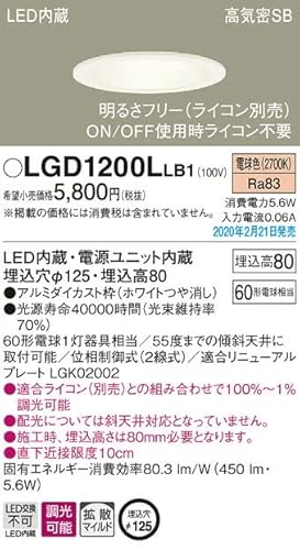 �p�i�\�j�b�N(Panasonic) �V�䖄���^ LED(�d���F) �_�E�����C�g �g�U�^�C�v �����^�C�v(���C�R���ʔ�) ��������125 LGD1200LLB1