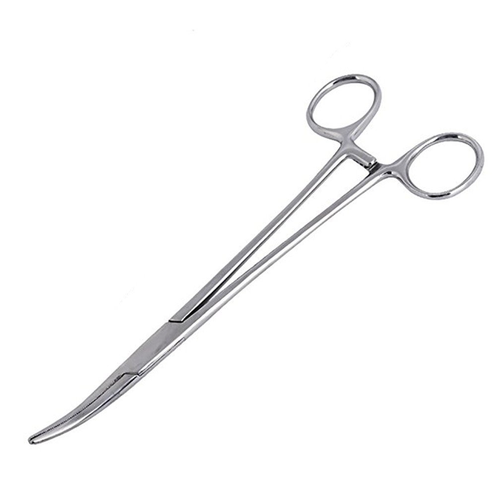 Wuwyouwl Silver Hemostat Forceps, Stainless Steel Dog Cat Pet Scissors Ear Hair Clamp Fishing Scissors Tools (12.5Cm Bent)