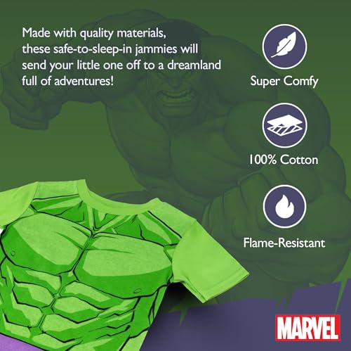 Image of Marvel Boys' 2-piece Snug-fit Cotton Matching Holiday Pajama Set, Soft & Cute for Kids