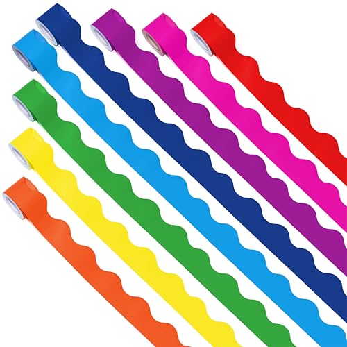 264 Feet Bulletin Board Borders, 8 Rolls Colorful Border Trim Set 8 Bright Colors Bulletin Boards Decoration, Walls, Desks, Windows, Chalkboards, Whiteboards Decors for School, Classroom & Offices