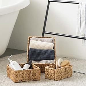 FairyHaus Wicker Baskets for Organizing 3Pack, Large and Small Wicker Storage Baskets Set, Hand Woven Baskets for Storage, Natural Water Hyacinth Storage Baskets for Pantry Shelf FairyHaus Wicker Baskets for Organizing 3Pack Large and Small Wicker Storage Baskets Set Hand Woven Baskets for Storage Natural Water Hyacinth Storage Baskets for Pantry Shelf