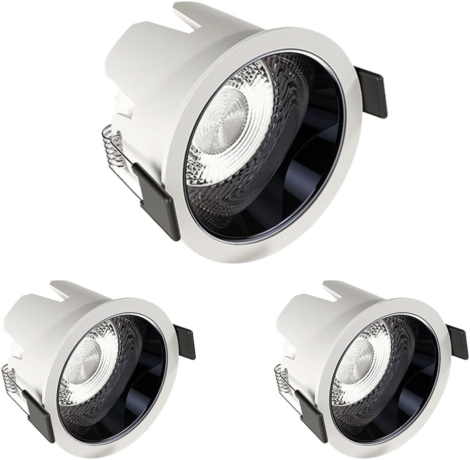 Downlight Set of 3,LED Recessed Lighting,Baffle Trim,CRI90+,Anti-Glare LED Downlight,3 Inch Daylight Retrofit Downlight Deep Anti-Glare COB Spotlights