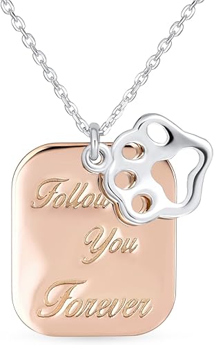 Bling Jewelry Collar con colgante personalizado de BFF, animal mascota, perro, gato, cachorro, gatito, corazón, hueso de perro, huellas de patas,