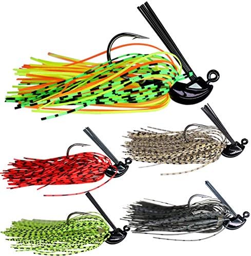 THKFISH Fishing Lures Bass Jigs Fishing Jigs Swim Jigs for Bass Fishing Weedless Jigs Heads Ned-Jigs Mix Color Metal Fishing Jigs Kit Color A 1/5oz 5pcs