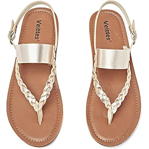 Veittes Sandalias de mujer slip-on con tiras cruzadas Cover