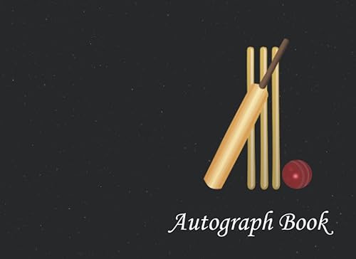 Autograph Book: Cricket, Paperback, Signatures Blank Scrapbook, Blank Unlined Memory Journal, Keepsake Book, Celebrity Memorabilia Album Gift, Present ... School Clubs, Social Groups, or Summer Camps