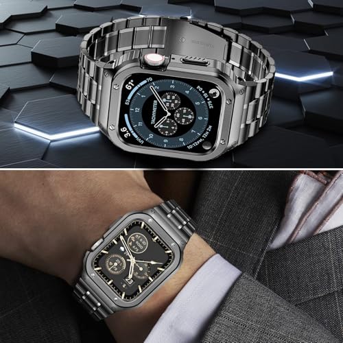 Image of MioHHR Stainless Steel Band with Case for Apple Watch Bands 41mm /40mm /38mm