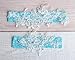 Handmade Light Blue Flower Lace Wedding Garter Set with Pearls