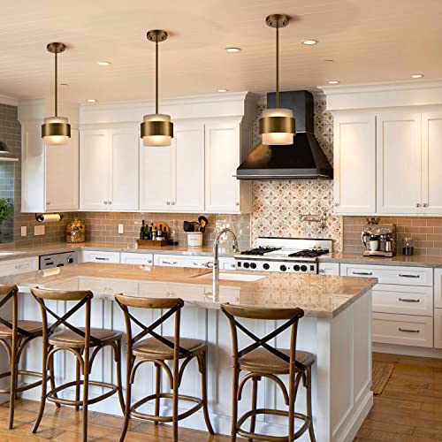 Claxy Modern Gold Pendant Lights Mini Pendant Light For Kitchen Island Dining Room Bar Restaurant With Frosted Glass Shade Rod Hanging Light Fixture #TOP7