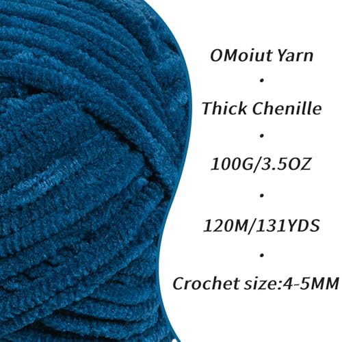 Image of 3 Pack Denim Blue Fluffy Velvet Yarn for Crocheting, Chunky Chenille Baby Blanket Yarn for Crocheting, Soft Fuzzy Puzzle Yarn for Knitting, (100g /3.53oz Each) Bulky Thick Amigurumi Crochet Yarns