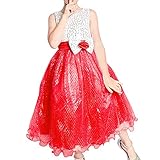 Sunny Fashion JZ53 Girls Dress Glitter Sequin Wedding Bridesmaid Pageant Size 6 Red