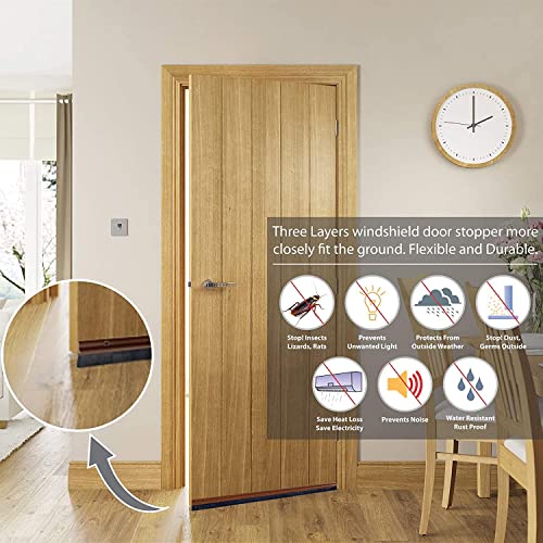 Image of Door Bottom Brush Seal Strip with Aluminum Plate & Nylon Bristles Brush for Air & Sound Blocking 100CM (1)