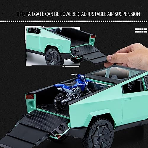 Image of Alloy Car Model Diecasts Metal Toy with Sound /Light /Pull-Back Off-Road Vehicles Car Model Collection Kids Toys Gift Multicolor Pack of 1 (Cybertruck-Green)