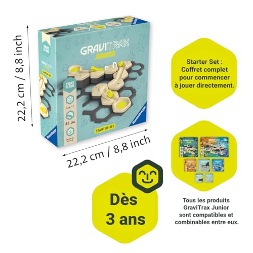 Ravensburger - Gravitrax Junior - Set d'extension My Start and Run 38 pièces- Circuit de Billes - Jeu de Construction créatif - Parcours de Billes à Construire - Dès 3 Ans - Version française - 27531