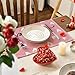 Artoid Mode Pink Love Hearts Placemats Set of 4, 12x18 Inch Seasonal Table Mats for Party Kitchen Dining Decoration