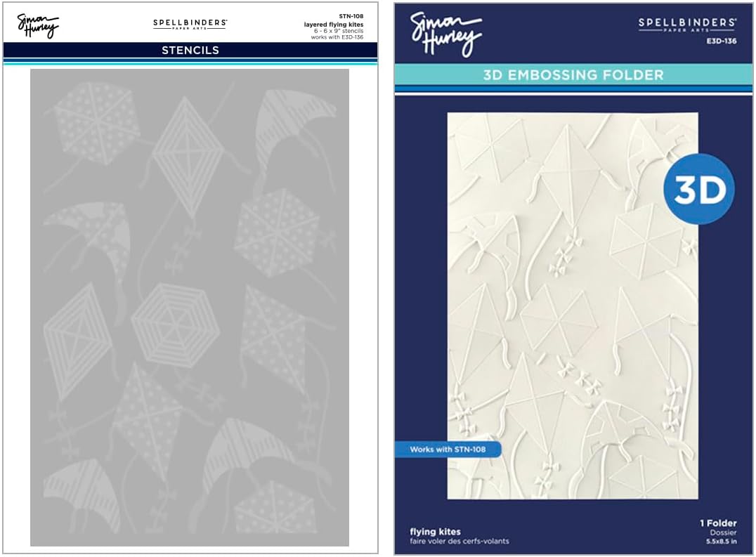 Spellbinders BD-0958 Flying Kites 3D Folder and Stencil Bundle from The Sky's The Limit Collection by Simon Hurley