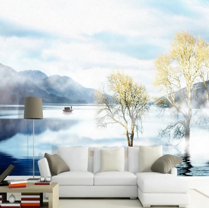Papier peint paysage chinois 400x280 pour masquer un grand mur vide