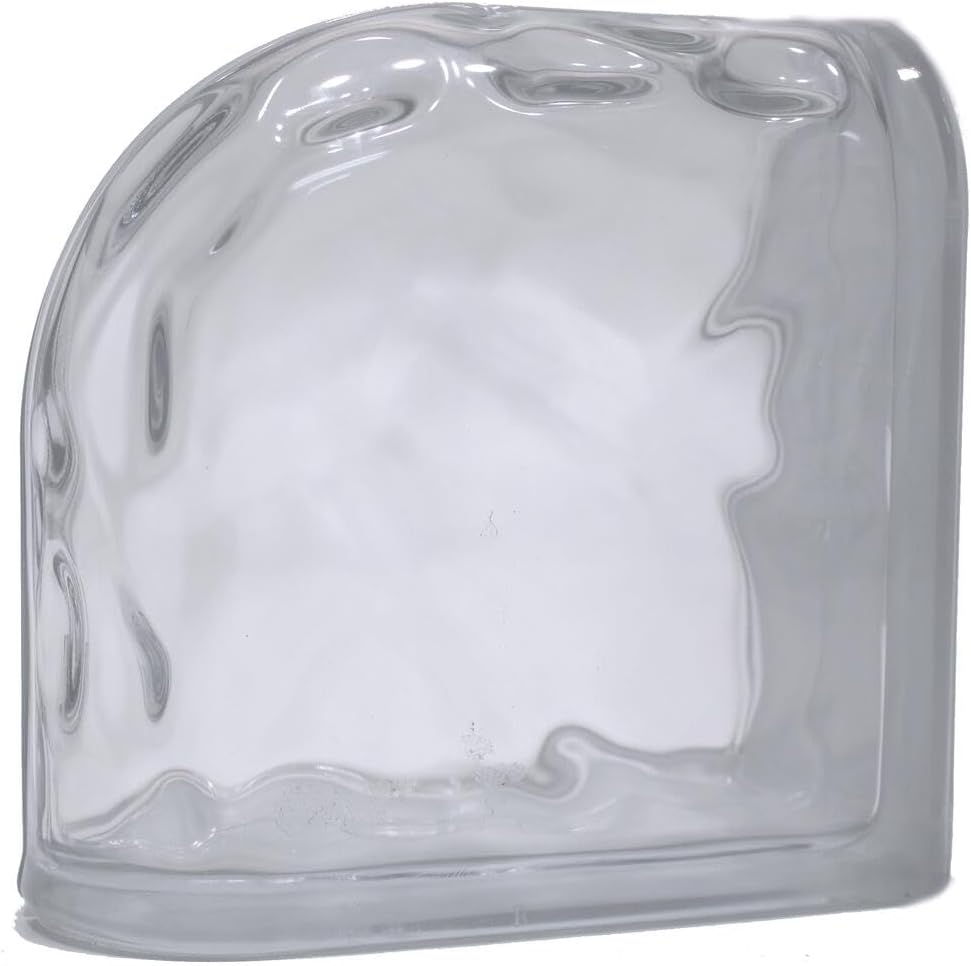 8 x 8 x 3 Wave Hollow Double End Glass Block by Mulia