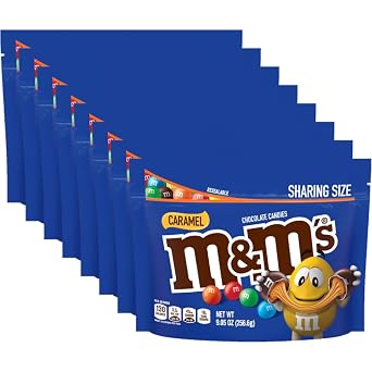 M&MS Caramel Milk Chocolate Candy, Sharing Size, 9.05 oz Resealable Bag