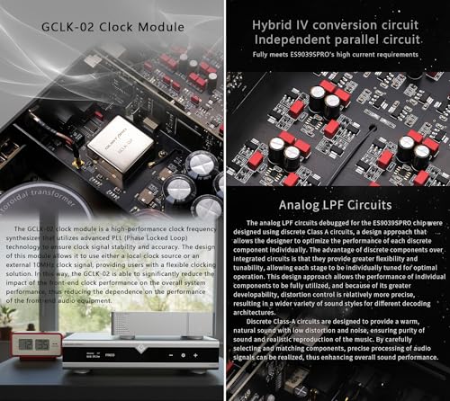 Image of Gustard X26III DAC Network Bridge and Streaming ES9039SPRO X2 Full Balanced HiFi MQA DAC with Remote Control (Black)