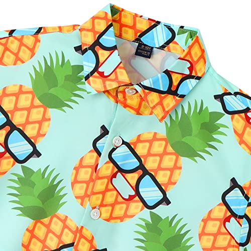 Haydendear Little & Big Boys Button Down Hawaiian Shirts Short Sleeve Tropical Aloha Dress Shirt Tops For Kids Toddlers 3-14T #TOP1