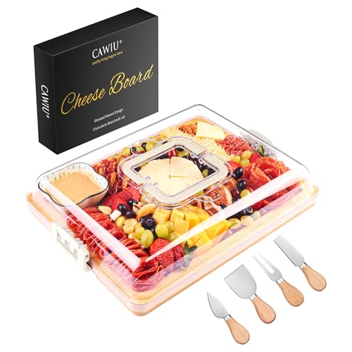 CAWIU Portable Charcuterie Board with Lid, Travel...
