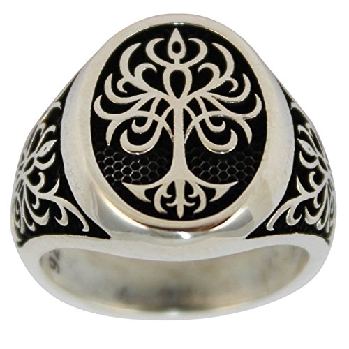 Genuine Solid 925 Sterling Silver Tree of Life Ring for Men2