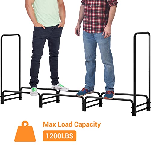 Tlgreen Firewood Rack Stand 12 Ft Steel Firewood Log Holder For Fireplace, Outdoor Metal Log Holder Stand, Black #TOP3
