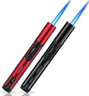 Promise by Honest Jet Torch Cigar Lighter Power Flame Pen Torch Lighter Adjustable Refillable Butane Lighters Jet Flame Portable for Candle Grill BBQ Camping lighter without gas (Black+Red)