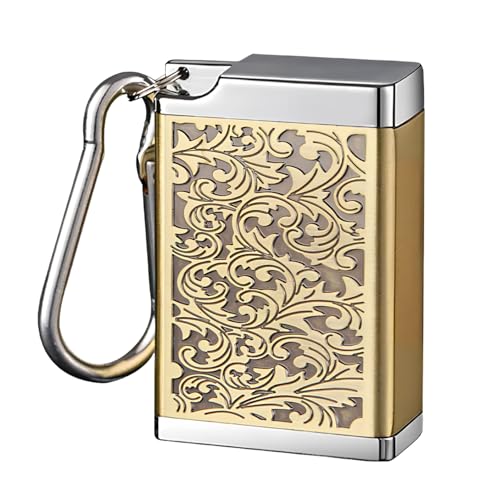 Laveroar Portable Ashtray, Metal Smell Proof Pocket Ashtray For Cigarettes With Key Chain, Mini Portable Cigarette Butt Box For Travelling And Outdoor Use (Gold)