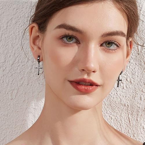 Han han 925 Sterling Silver Cross Earrings for Women and Men2