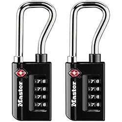Candado Cortina Master Lock 4696T Propio candado de combinación Aprobado por la TSA, Negro, 2 Pack, Set Your Own Combination