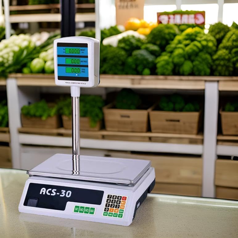 Bilancia da Banco Elettronica Digitale Professionale e Commerciale, Portata max 40 Kg Con Display -Negozio, Casa, Azienda, Supermercati Fiere - Pesapacchi
